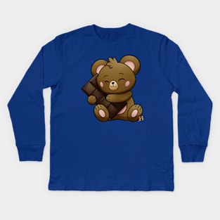 sweet dark chocolate teddy Kids Long Sleeve T-Shirt